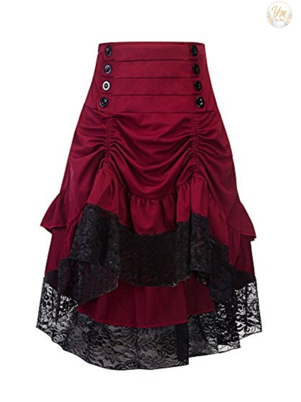 Women's Steampunk High Low Ruffle Lace Gothic Victorian Cosplay Skirt